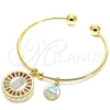 Aro Individual 07.106.0005 Oro Laminado, Diseño de Guadalupe y Delfín, con Blanca Zirconia Cubica, Diamantado, Tono Dorado (02 MM Thickness, One size fits all)