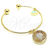 Aro Individual 07.106.0005 Oro Laminado, Diseño de Guadalupe y Delfín, con Blanca Zirconia Cubica, Diamantado, Tono Dorado (02 MM Thickness, One size fits all)