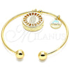 Aro Individual 07.106.0005 Oro Laminado, Diseño de Guadalupe y Delfín, con Blanca Zirconia Cubica, Diamantado, Tono Dorado (02 MM Thickness, One size fits all)