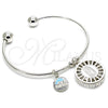 Aro Individual 07.106.0005.1 Rodio Laminado, Diseño de Guadalupe y Delfín, con Zirconia Cubica Blanca, Diamantado, Rodinado (Grosor 02 MM, Talla Unica)