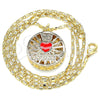 Collares con Dije 04.106.0035.20 Oro Laminado, Diseño de Corazón, con Blanca Zirconia Cubica, Esmaltado Rojo, Tono Dorado (02 MM Thickness, 20 Inches Length)