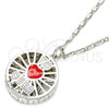 Collares con Dije 04.106.0035.1.18 Rodio Laminado, Diseño de Corazón, con Zirconia Cubica Blanca, Esmaltado Rojo, Rodinado (Grosor 02 MM, 18 Pulgadas de Largo)