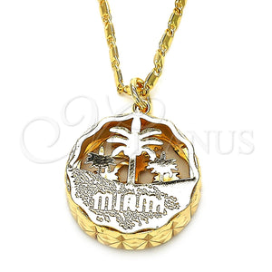 Collares con Dije 04.106.0036.20 Oro Laminado, Diseño de Ãrbol, con Blanca Zirconia Cubica, Diamantado, Tono Dorado (02 MM Thickness, 20 Inches Length)