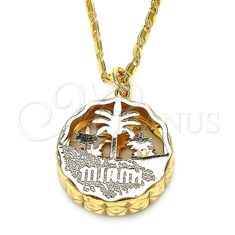 Collares con Dije 04.106.0036.20 Oro Laminado, Diseño de Ãrbol, con Blanca Zirconia Cubica, Diamantado, Tono Dorado (02 MM Thickness, 20 Inches Length)