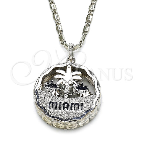 Collares con Dije 04.106.0036.1.18 Rodio Laminado, Diseño de Ãrbol, con Zirconia Cubica Blanca, Diamantado, Rodinado (Grosor 02 MM, 18 Pulgadas de Largo)