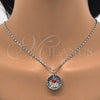Collares con Dije 04.106.0037.1.18 Rodio Laminado, Diseño de Corazón, con Zirconia Cubica Blanca, Esmaltado Rojo, Rodinado (Grosor 02 MM, 18 Pulgadas de Largo)