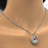 Collares con Dije 04.106.0037.1.18 Rodio Laminado, Diseño de Corazón, con Zirconia Cubica Blanca, Esmaltado Rojo, Rodinado (Grosor 02 MM, 18 Pulgadas de Largo)