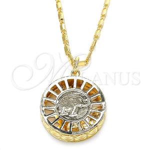 Collares con Dije 04.106.0038.20 Oro Laminado, Diseño de Elefante, con Blanca Zirconia Cubica, Diamantado, Tono Dorado (02 MM Thickness, 20 Inches Length)
