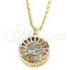 Collares con Dije 04.106.0038.20 Oro Laminado, Diseño de Elefante, con Blanca Zirconia Cubica, Diamantado, Tono Dorado (02 MM Thickness, 20 Inches Length)