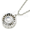 Collares con Dije 04.106.0038.1.18 Rodio Laminado, Diseño de Elefante, con Zirconia Cubica Blanca, Diamantado, Rodinado (Grosor 02 MM, 18 Pulgadas de Largo)