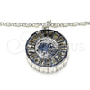 Collares con Dije 04.106.0038.1.18 Rodio Laminado, Diseño de Elefante, con Zirconia Cubica Blanca, Diamantado, Rodinado (Grosor 02 MM, 18 Pulgadas de Largo)
