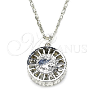 Collares con Dije 04.106.0038.1.18 Rodio Laminado, Diseño de Elefante, con Zirconia Cubica Blanca, Diamantado, Rodinado (Grosor 02 MM, 18 Pulgadas de Largo)