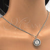 Collares con Dije 04.106.0039.1.20 Rodio Laminado, Diseño de Guadalupe, con Zirconia Cubica Blanca, Diamantado, Rodinado (Grosor 02 MM, 20 Pulgadas de Largo)
