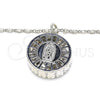 Collares con Dije 04.106.0039.1.20 Rodio Laminado, Diseño de Guadalupe, con Zirconia Cubica Blanca, Diamantado, Rodinado (Grosor 02 MM, 20 Pulgadas de Largo)