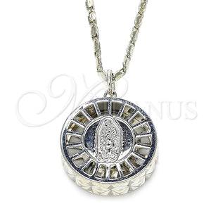 Collares con Dije 04.106.0039.1.20 Rodio Laminado, Diseño de Guadalupe, con Zirconia Cubica Blanca, Diamantado, Rodinado (Grosor 02 MM, 20 Pulgadas de Largo)