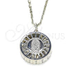 Collares con Dije 04.106.0039.1.20 Rodio Laminado, Diseño de Guadalupe, con Zirconia Cubica Blanca, Diamantado, Rodinado (Grosor 02 MM, 20 Pulgadas de Largo)
