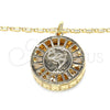 Collares con Dije 04.106.0040.20 Oro Laminado, Diseño de Delfín, con Blanca Zirconia Cubica, Pulido, Tono Dorado (02 MM Thickness, 20 Inches Length)