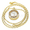 Collares con Dije 04.106.0040.20 Oro Laminado, Diseño de Delfín, con Blanca Zirconia Cubica, Pulido, Tono Dorado (02 MM Thickness, 20 Inches Length)