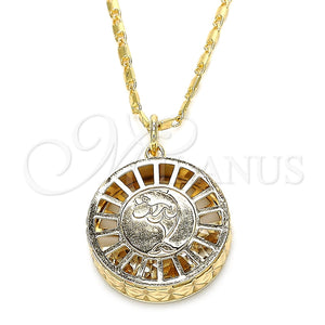 Collares con Dije 04.106.0040.20 Oro Laminado, Diseño de Delfín, con Blanca Zirconia Cubica, Pulido, Tono Dorado (02 MM Thickness, 20 Inches Length)