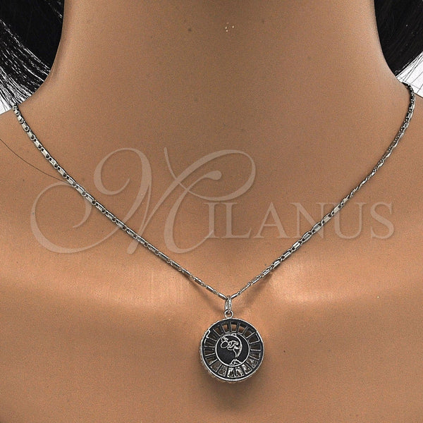 Collares con Dije 04.106.0040.1.18 Rodio Laminado, Diseño de Delfín, con Zirconia Cubica Blanca, Diamantado, Rodinado (Grosor 02 MM, 18 Pulgadas de Largo)