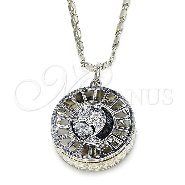 Collares con Dije 04.106.0040.1.18 Rodio Laminado, Diseño de Delfín, con Zirconia Cubica Blanca, Diamantado, Rodinado (Grosor 02 MM, 18 Pulgadas de Largo)