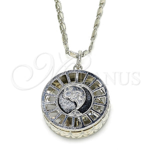 Collares con Dije 04.106.0040.1.18 Rodio Laminado, Diseño de Delfín, con Zirconia Cubica Blanca, Diamantado, Rodinado (Grosor 02 MM, 18 Pulgadas de Largo)