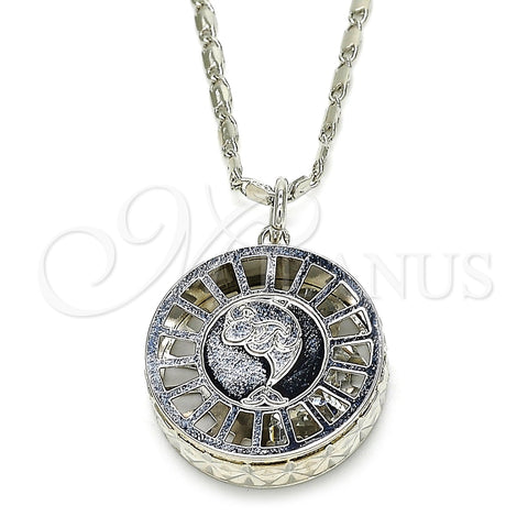 Collares con Dije 04.106.0040.1.18 Rodio Laminado, Diseño de Delfín, con Zirconia Cubica Blanca, Diamantado, Rodinado (Grosor 02 MM, 18 Pulgadas de Largo)