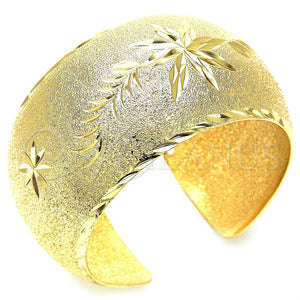 Aro Individual 07.168.0012 Oro Laminado, Diseño de Flor y Oja, Diamantado, Tono Dorado (Grosor 35 MM, Talla Unica)