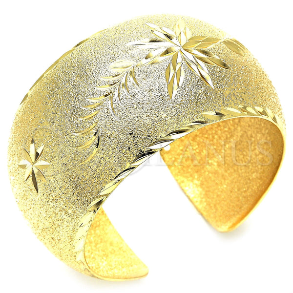 Aro Individual 07.168.0012 Oro Laminado, Diseño de Flor y Oja, Diamantado, Tono Dorado (Grosor 35 MM, Talla Unica)