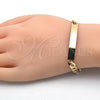 Pulsera con Placa 03.168.0021.08 Oro Laminado, Pulido, Tono Dorado (06 MM Thickness, 8 Inches Length)