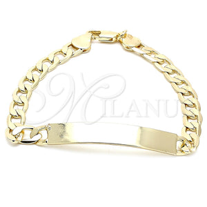 Pulsera con Placa 03.168.0021.08 Oro Laminado, Pulido, Tono Dorado (06 MM Thickness, 8 Inches Length)