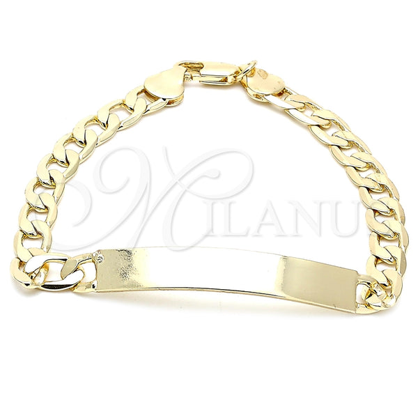 Pulsera con Placa 03.168.0021.08 Oro Laminado, Pulido, Tono Dorado (06 MM Thickness, 8 Inches Length)