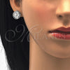 Arete Dormilona 02.106.0017.1 Rodio Laminado, Diseño de Flor, con Zirconia Cubica Blanca, Pulido, Rodinado