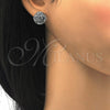 Arete Dormilona 02.106.0017.1 Rodio Laminado, Diseño de Flor, con Zirconia Cubica Blanca, Pulido, Rodinado