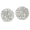 Arete Dormilona 02.106.0017.1 Rodio Laminado, Diseño de Flor, con Zirconia Cubica Blanca, Pulido, Rodinado