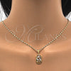Juego de Arete y Dije de Adulto 10.287.0008 Oro Laminado, con Blanca Zirconia Cubica, Pulido, Tono Dorado