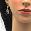 Juego de Arete y Dije de Adulto 10.287.0009 Oro Laminado, Diseño de Oja, con Blanca Zirconia Cubica, Pulido, Tono Dorado