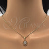 Juego de Arete y Dije de Adulto 10.287.0012 Oro Laminado, con Blanca Zirconia Cubica, Pulido, Tono Dorado