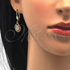 Juego de Arete y Dije de Adulto 10.287.0012 Oro Laminado, con Blanca Zirconia Cubica, Pulido, Tono Dorado
