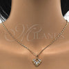 Juego de Arete y Dije de Adulto 10.287.0022 Oro Laminado, Diseño de Corazón y Gota, con Blanca Zirconia Cubica, Pulido, Tono Dorado