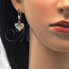 Juego de Arete y Dije de Adulto 10.287.0022 Oro Laminado, Diseño de Corazón y Gota, con Blanca Zirconia Cubica, Pulido, Tono Dorado