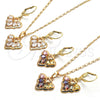 Juego de Arete y Dije de Adulto 10.287.0022 Oro Laminado, Diseño de Corazón y Gota, con Blanca Zirconia Cubica, Pulido, Tono Dorado