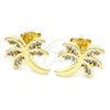 Arete Dormilona 02.195.0094 Oro Laminado, Diseño de Ãrbol, con Blanca Zirconia Cubica, Pulido, Tono Dorado