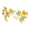 Arete Dormilona 02.195.0094 Oro Laminado, Diseño de Ãrbol, con Blanca Zirconia Cubica, Pulido, Tono Dorado
