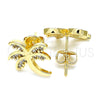 Arete Dormilona 02.195.0094 Oro Laminado, Diseño de Ãrbol, con Blanca Zirconia Cubica, Pulido, Tono Dorado