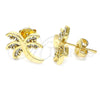 Arete Dormilona 02.195.0094 Oro Laminado, Diseño de Ãrbol, con Blanca Zirconia Cubica, Pulido, Tono Dorado