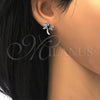 Arete Dormilona 02.195.0094.1 Rodio Laminado, Diseño de Ãrbol, con Zirconia Cubica Blanca, Pulido, Rodinado