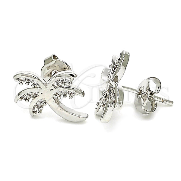Arete Dormilona 02.195.0094.1 Rodio Laminado, Diseño de Ãrbol, con Zirconia Cubica Blanca, Pulido, Rodinado
