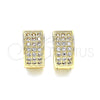 Argolla Huggie 02.195.0096.12 Oro Laminado, con Blanca Micro Pave, Pulido, Tono Dorado
