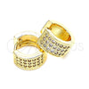 Argolla Huggie 02.195.0096.12 Oro Laminado, con Blanca Micro Pave, Pulido, Tono Dorado